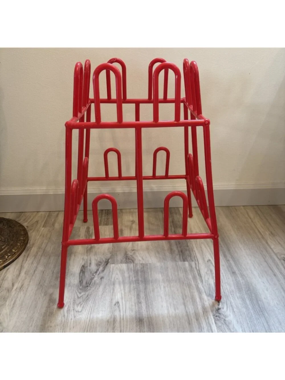 Vtg Yaffa Shoe Rack Closet Organizer Basic Line Red Plastic USA Holds 8 Pairs